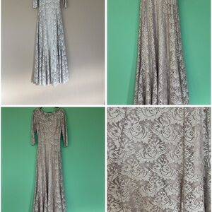 Elegant Blush Lace Evening Gown